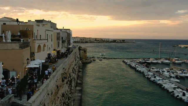 Puglia - Salento - Otranto sunset at harbour in the old south italy village