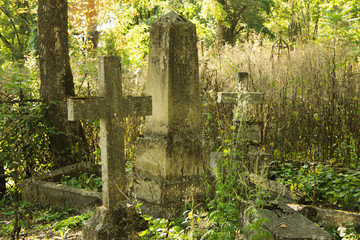 Old memorials on The Old cemetary. Historical part of Pyatigorsk