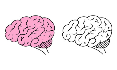 Vector isolated flat human brain. Icon concept. Psychology illustration.