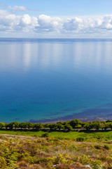 Burren way trail with Galway bay in background