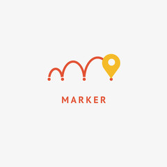 Map marker icon. Vector flat style illustration location pin logotype design. Location pin navigation logo template. Logo concept of navigator, guide, , booking hotel, Rent a Car, travel application.