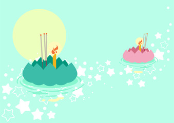 Loy Krathong festival day pastel background illustration vector