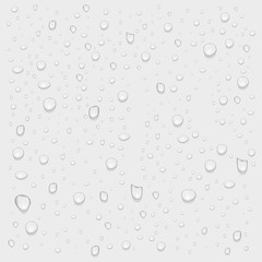 Realistic pure water rain or steam drops on transparent background. Vector isolated droplets illustration.