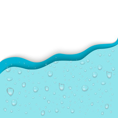Water background with realistic clear rain, steam, vapor drops. Vector isolated.