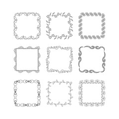 Set of vintage square frames. Vector isolated.