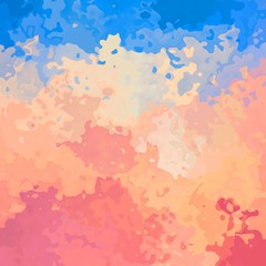 abstract stained pattern texture square background salmon pink, peach orange and sky blue color - modern painting art - watercolor effect