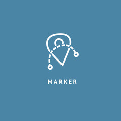 Map marker icon. Vector flat style illustration location pin logotype design. Location pin navigation logo template. Logo concept of navigator, guide, , booking hotel, Rent a Car, travel application.