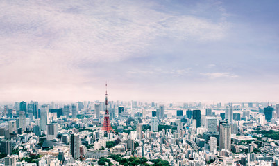 Tokyo cityscape under beautiful clear sky : Tokyo , Japan