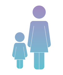 mother with daughter figures silhouettes