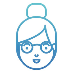 young woman head with glasses character