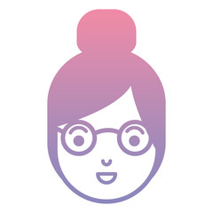 young woman head with glasses character