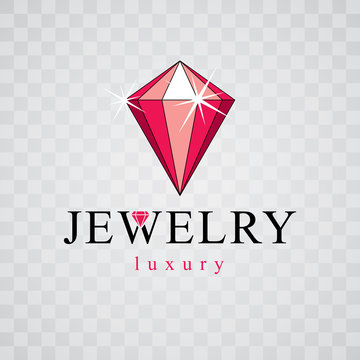 Vector precious decorative element, polygonal. Luxury diamond sign emblem, logotype. Brilliant jewelry illustration.