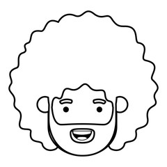 young man with afro head avatar character