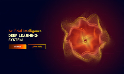 Artificial Intelligence (AI) responsive landing page design for deep learning system. Sign up or Login page design. - obrazy, fototapety, plakaty