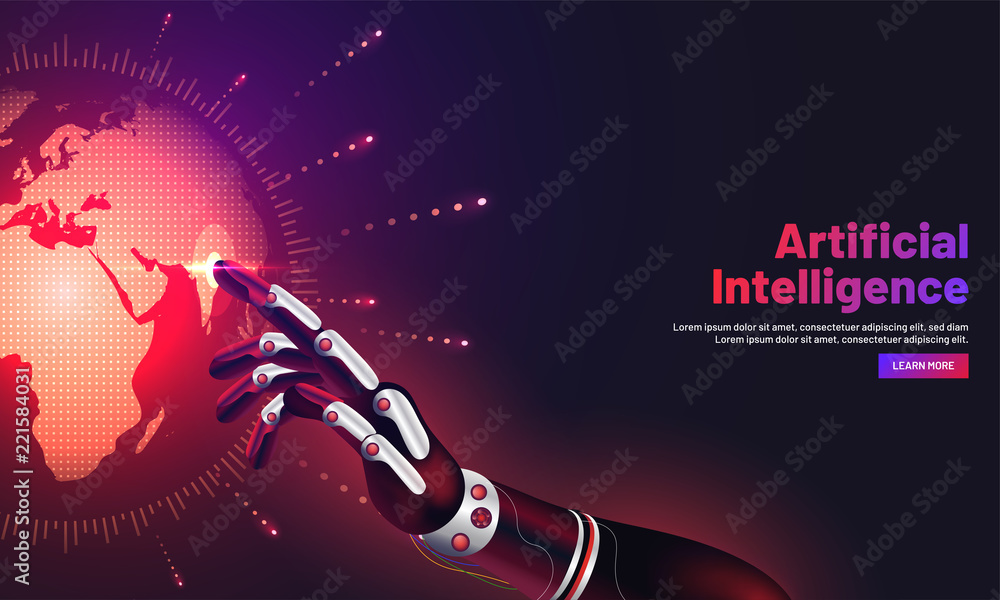 Canvas Prints artificial intelligence era or virtual reality concept with human hands touching globe, global deep 