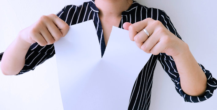 .Tear the contract ioslated white background