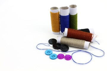 Button and color cotton roll for sewing