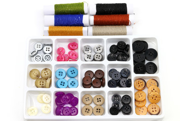 Button and color cotton roll for sewing