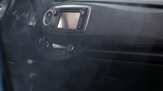 Ignition of the car interior close-up