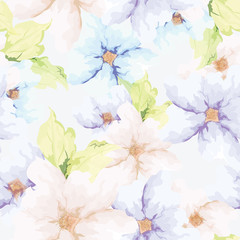Floral seamless pattern background with watercolor effect .