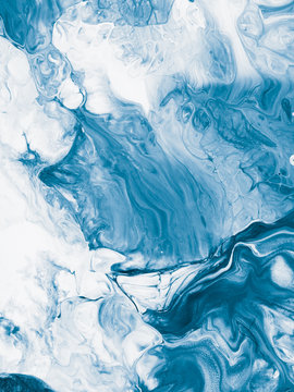 Blue marble abstract hand painted background