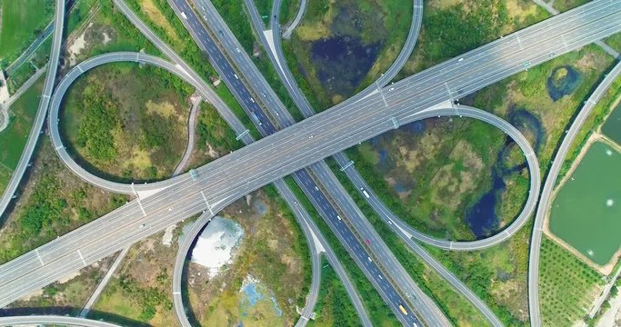 aerial view of highway interchange