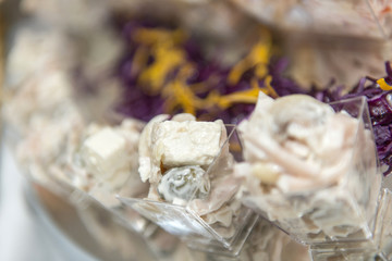 Chicken and olive salad close up