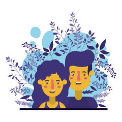 couple with plants characters