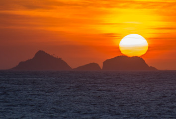 Sunset on the beach of Ipanema