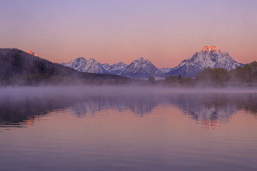 Sunrise Reflection of the Tetons in Autumn