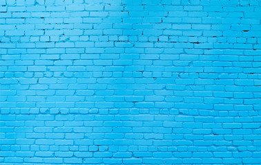 Fototapeta na wymiar Background and texture of brick wall painted blue.