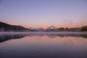 Sunrise Reflection of the Tetons in Autumn