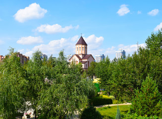 Autumn park. Summer blooming garden. Quiet corner in a big noisy city. Paradise of nature. Landscape design. Sights of Krasnoyarsk, Park gardens of dreams. Siberian nature.