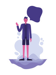 young man with speech bubble character