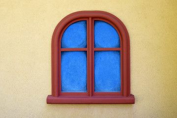 decorative window on the building, painted window on the wall