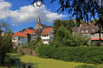 Mühlengraben mit Grünalgen in Essen Kettwig