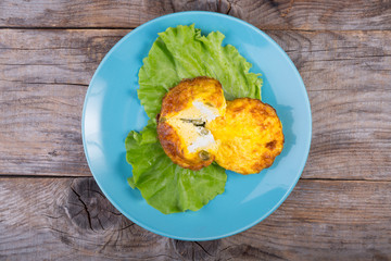 Egg omelette served on lettuce