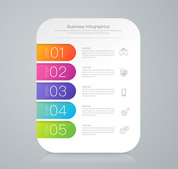 Infographics design vector and business icons with 5 options.