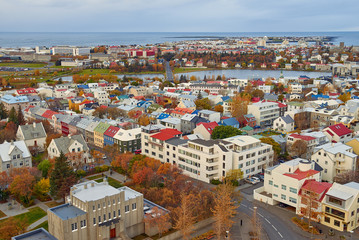Top view of the Reykjavik in autumn