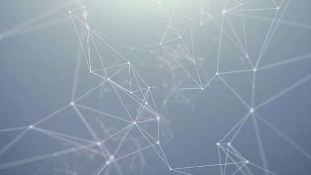 208. Abstract Digital Concept of Geometrical Figures Polygon Plexus Fractals Moving, Connecting Between and with Particles. Triangular Technological.Abstract Network Animation Loop background
