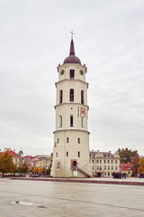 Fototapeta na wymiar Bell Tower of Vilnius Cathedral in the autumn
