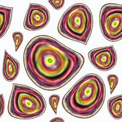 Iridescent fractal water drops seamless pattern