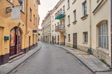Fototapeta na wymiar Streets of the old city in Vilnius.