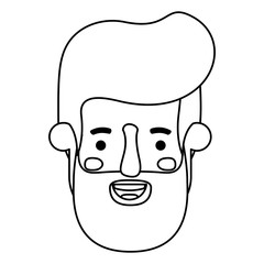 young man head with beard avatar character