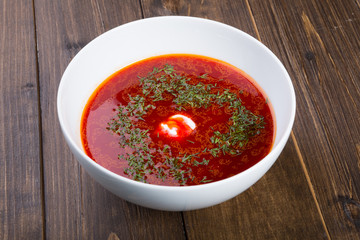 Traditional russian beetroot soup