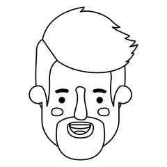 young man head with beard avatar character