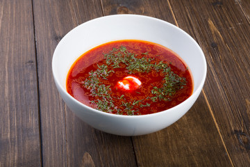 Traditional russian beetroot soup