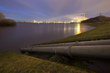 Industry And Pipeline At Night