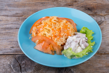 Sauerkraut salted and pickled cabbage salad