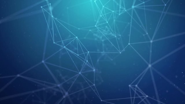 210. Blue Plexus Clean Professional Business Presentation Network Abstract polygonal space low poly dark with connecting dots and lines. Connection structure Science Futuristic Triangular background